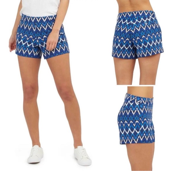 SPANX- Sunshine Navy Blue and White Ikat Patterned Shorts- Small - Picture 5 of 5